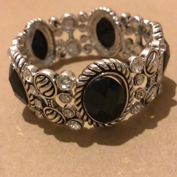 NEW BRACELET ELASTIC COSTUME JEWELRY BLACK - Picture 4 of 6